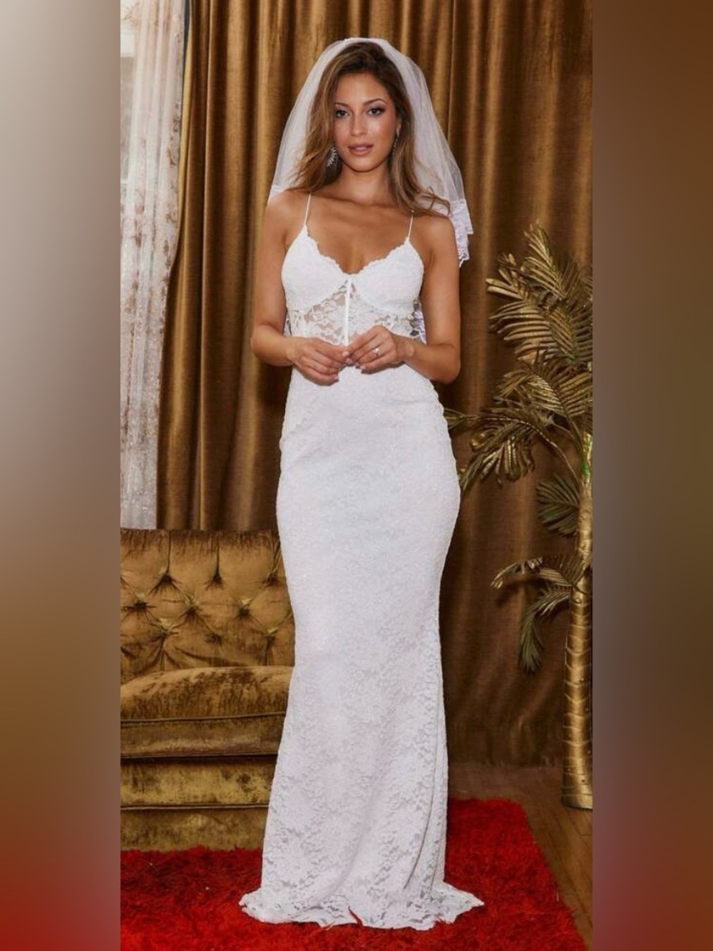12th Tribe Strapless White Lace Dress
